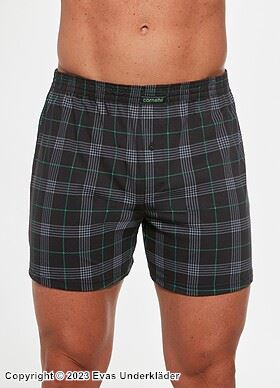 Men's boxer briefs, cotton, without fly, scott-checkered pattern